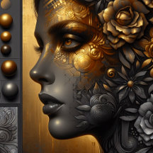 Ethereal Woman in Gold Mystical Ai Art