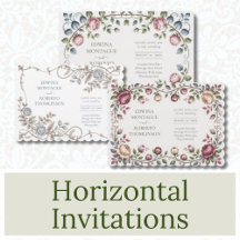 Vintage Botanical Wedding Invitations - Landscape