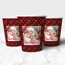 Classic Santa Claus Rudolph Christmas Cups 91R