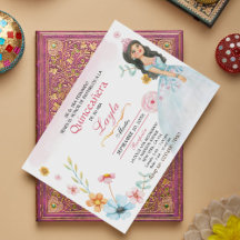 Elegant Spanish Quinceañera Mis Quince Invitation