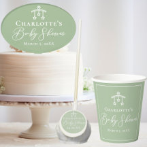 Chic Sage Green White Baby Shower