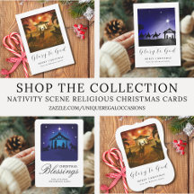 Simple Minimalist Nativity Scene Christmas Cards