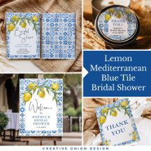 Lemon Mediterranean Blue Tile Bridal Shower