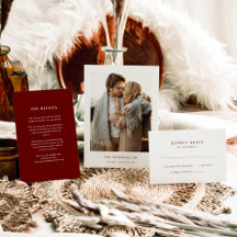 Dark Red Elegant Text and Photo   Wedding