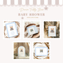 Cute Denim Teddy Bear Baby Shower