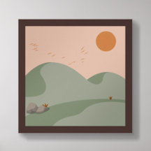 Minimalist Sea Green Boho Mountain Scenery