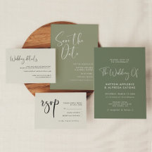Elegant & modern sage green wedding stationery