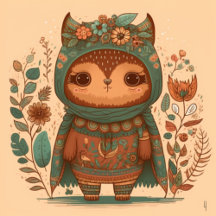 Boho cute owl cartoon
