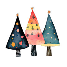 Cute Retro Christmas Trees Pink Holiday