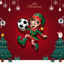 Christmas Elf playing soccer