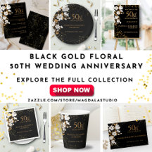 Black Gold Floral 50th Wedding Anniversary