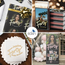 Forty script 40th birthday metallic style