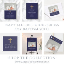 Navy Blue Religious Cross Boy Baptism Suite