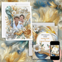 Chic Elegant Swirls in Gold, Silver, Blue, Yellow 