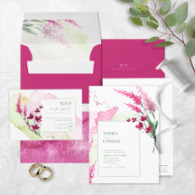 Wildflower Wedding Watercolor Fuchsia