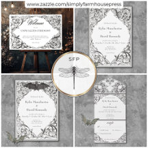 Victorian Bat Until Death Black & White Wedding