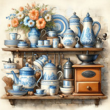 Vintage Blue Coffee Set  Stationery and Gifts