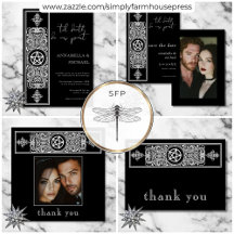 Gothic Pentagram Star Black White Wedding