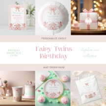 Fairy Girls Mushroom House Ribbon Twins Birthday 