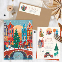 Christmas Amsterdam Houses City Canal Bridge