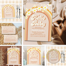 Hello Baby Cute Groovy Baby Shower