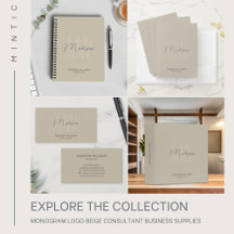 Monogram Logo Beige Consultant Business Supplies