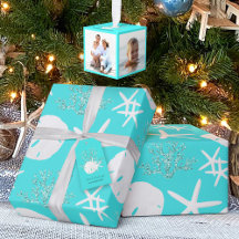 Aqua Blue Coastal Christmas Tropical Beach
