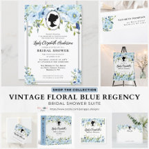 Chic Floral Blue Bridgerton Regency Bridal Shower
