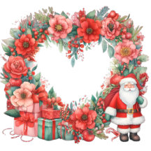 Heart-shaped Santa Claus Floral Wreath 2