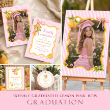 Freshly graduated lemon pink bow graduation party 