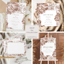 Elegant Boho Floral Terracotta Brown Wedding