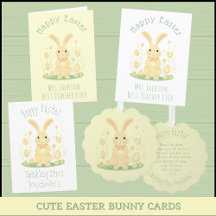 Cute Easter Bunny Cards, Envelopes And Stickers