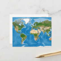 Topographic World Map Realistic Terrain Design