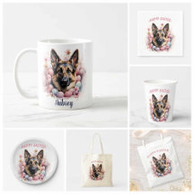 Easter - German Shepherd - Eggs and Flowers