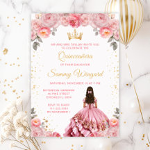 Rose Pink Princess Floral Quinceañera