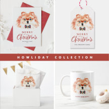 Watercolor Pomeranian Dog Christmas Collection