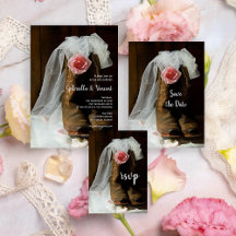 Pink Country Rose and Cowboy Boots Western Wedding