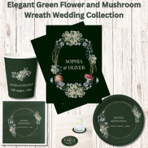 Elegant Green Flower and Mushroom Wreath Wedding