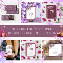 70th Birthday Purple Roses Floral Collection
