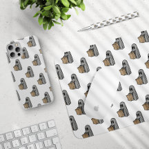 Halloween, Cute Ghosts Gray Pattern Collection