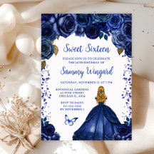 Navy Blue Floral Confetti Princess