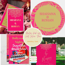 Modern Pink Orange Gold Indian Theme Wedding 