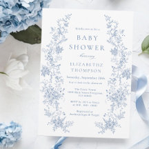 Blue Baby Shower, Spring Floral Baby Shower Boy