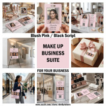 Blush Pink Black Script Photo Logo Makeup Suite