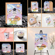Watercolor Space Little Explorer Baby Shower 