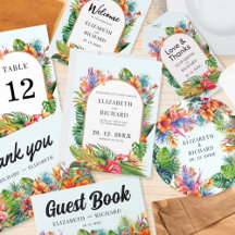 Tropical Leaves Floral Beach Wedding