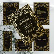 Art Deco Glamorous Gold on Black Foil Wedding Foil