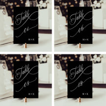 Luxury Calligraphy Wedding Black Table Numbers