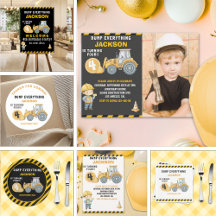 Construction Birthday Boy 4 - Truck & Excavator 