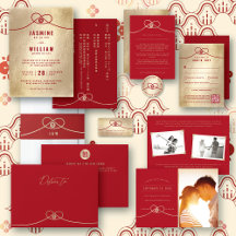RED/GOLD KNOT DOUBLE HAPPINESS CHINESE WEDDING